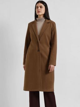 FableStreet - Single Breasted Long Overcoat - Brown