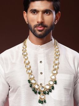 Karatcart - Men Gold-Plated Green Polki Kundan Maharaja Necklace