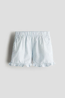 H&M - Girls Blue Frill-Trimmed Cotton Shorts