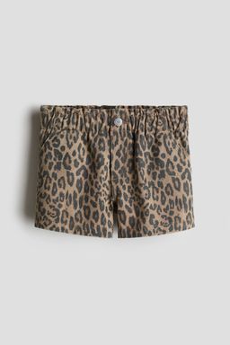 H&M - Girls Beige Printed Cotton Twill Shorts