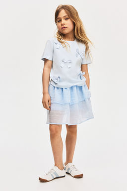 H&M - Girls Blue Tie Cotton Skort