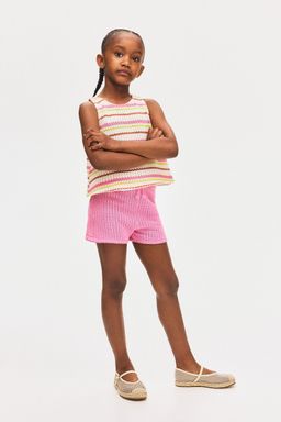 H&M - Girls Pink Textu-Knit Shorts