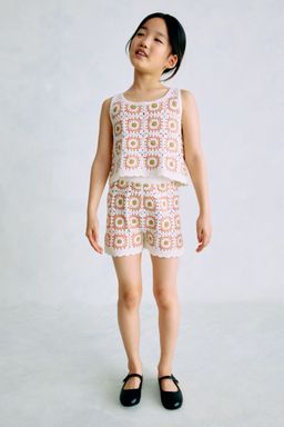 H&M - Girls White Cotton Crochet Shorts