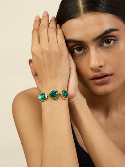 Isharya - 18KT Gold Green Crystal Galaxy Bolo Bracelet