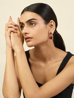 Isharya - 18KT Gold Plated Red Party Girl Earrings