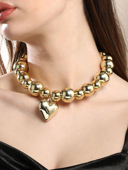 Sohi - Women The Puffer-Cuoer Collar Necklace - California Gold