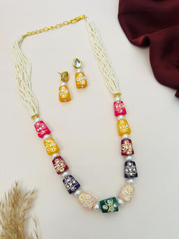 Abdesigns - Enchanting Gold Plated Jaipuri Mala Jewellery Set