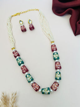 Abdesigns - Enchanting Gold Plated Jaipuri Mala Jewellery Set
