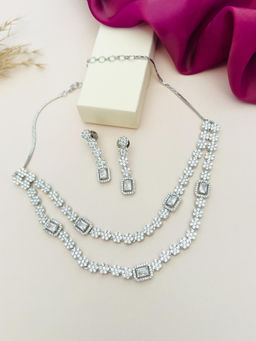 Abdesigns - Silver Plated American Diamond Jewellery Set