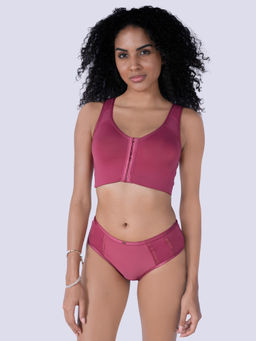 SOIE - Women Pink Full Coverage Bra and Mid Waist Brief (Set of 2)
