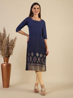 Aurelia - Blue Woven Kurta for Women