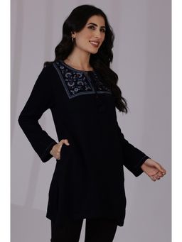 W - Blue Embroidered Kurti for Women