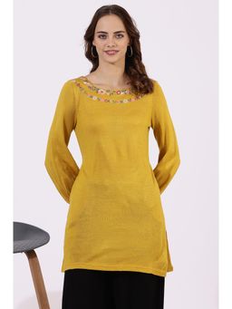 W - Yellow Embroidered Kurti for Women