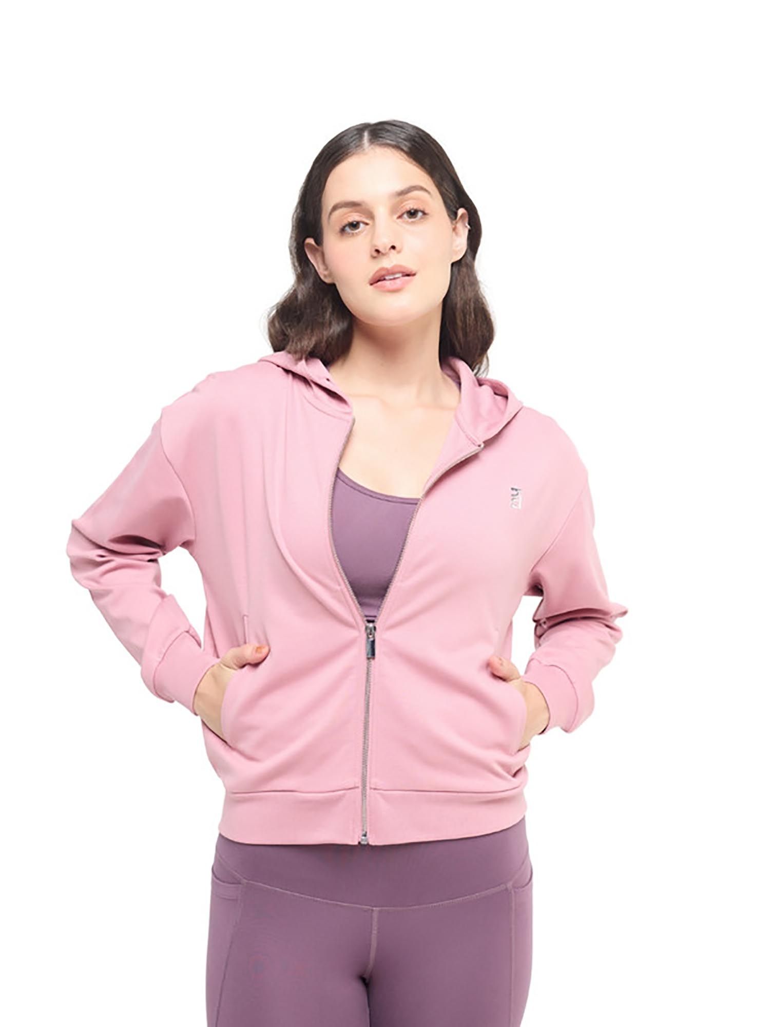 hunnit Women Pink Solid Zipper Jacket-picture-32