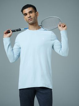 Technosport - Men Blue Solid Slim Fit Round Neck T-Shirt with Cotflex