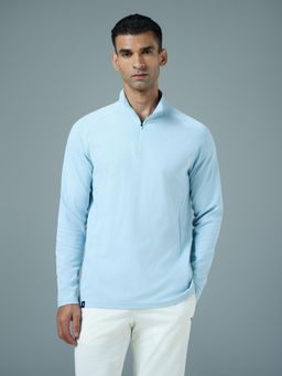 Technosport - Men Blue Slim Fit High Neck Sports T-Shirt with Elasto Plus