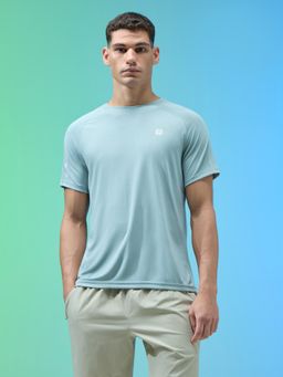 Technosport - Men Blue Checks T-Shirt with Techncool+ Sweat Wicking Workout Wear