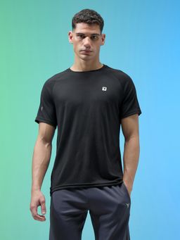 Technosport - Men Black Checks T-Shirt with Techncool+ Sweat Wicking Workout Wear