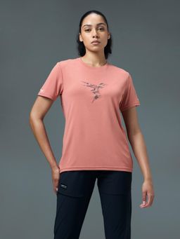 Technosport - Women Pink Solid Regular Fit Round Neck Sports T-Shirt with Technocool+