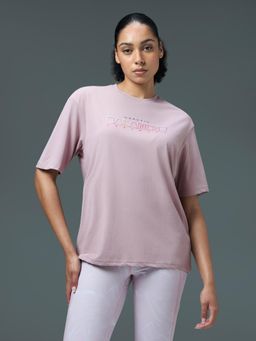 Technosport - Women Lavender Typography Regular Fit T-Shirt
