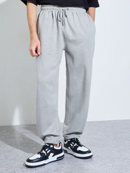 Styli - Men'S Solid Cotton Drawstring Relaxed Joggers