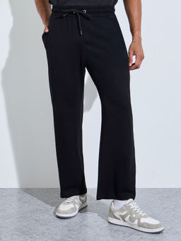 Styli - Men'S Solid Cotton Blend Drawstring Waist Relaxed Track Pants