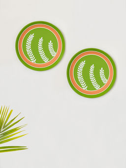 ExclusiveLane - Leafy Foliage Hand-Painted Terracotta Wall Plates Set Wall Decor