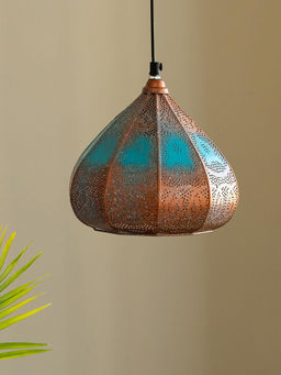 ExclusiveLane - Moroccan Rustic Hand-Etched Hanging Pendant Lamp Shade 8.6 Inches Iron