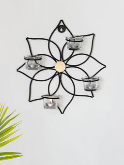 ExclusiveLane - Magnolia Handcrafted Wall Sconce Tea Light Holder In Iron & Glass