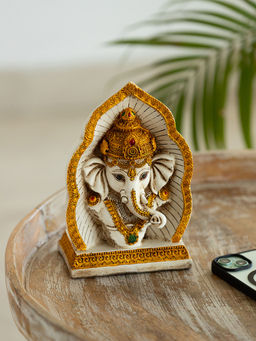 ExclusiveLane - Ganpati Head Idol Decorative Showpiece Figurine Resin 8.7 Inches