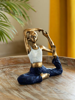ExclusiveLane - Modern Yoga Lady Modern Decorative Showpiece Statue Resin 9.6 Inches