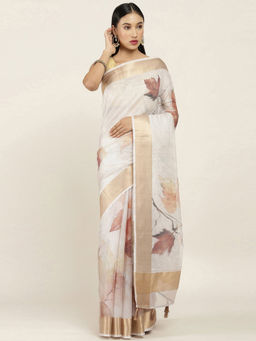 Soch - Printed Organza Saree with Unstitched Blouse