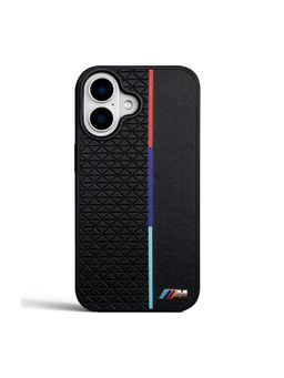 Treemoda - Textured Metal Logo Black Leather Case for Iphone 17