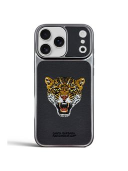 Treemoda - Premium 3D Embroidered Tiger Leather Protective Case for iPhone 17 Pro - Black