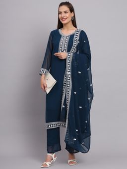 VAIRAGEE - Teal Narmada Kurta with Pant and Dupatta (Set of 3)