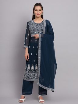 VAIRAGEE - Teal Nyra Kurta with Pant and Dupatta (Set of 3)