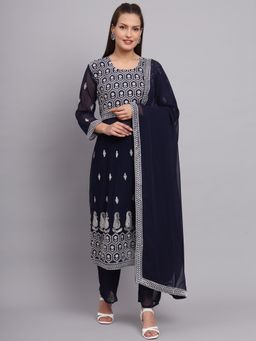VAIRAGEE - Navy Blue Nyra Kurta with Pant and Dupatta (Set of 3)