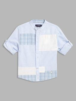 Blue Giraffe - Boys Blue Colorblock Shirt