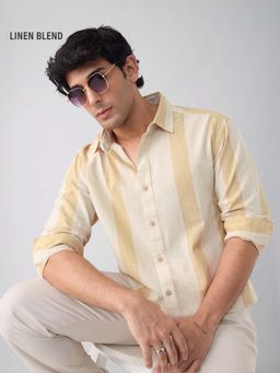 The Souled Store - Cotton Linen Stripes Sunset Men's Cotton Linen Shirt