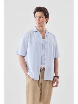 Snitch - Light Blue Solid Half Sleeves Boxy Casual Shirt