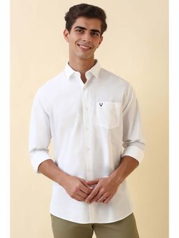 Allen Solly - Men's White Solid Full Sleeves Casual Shirt