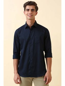 Allen Solly - Men's Navy Blue Printed Full Sleeves Casual Shirt