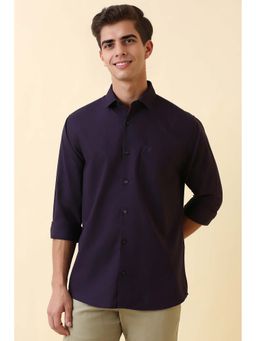 Allen Solly - Men's Purple Solid Full Sleeves Casual Shirt