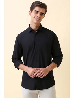 Allen Solly - Men's Navy Blue Solid Full Sleeves Casual Shirt