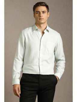 Louis Philippe - Men's Green Textured Full Sleeves Formal Shirt