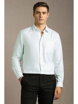 Louis Philippe - Men's White Checks Full Sleeves Formal Shirt