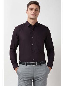 Peter England - Men's Purple Slim Fit Full Sleeves Formal Shirt