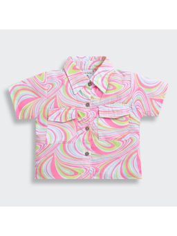 TINY GIRL - Pink and White Printed Shirt