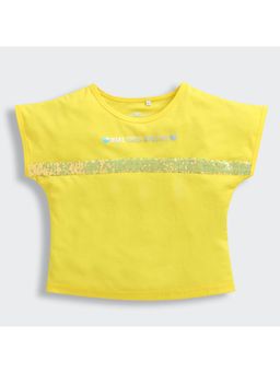 TINY GIRL - Yellow Sequin Embellished Extended Sleeve Top