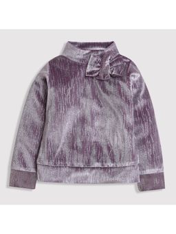 TINY GIRL - Embellished Full Sleeves High Neck Bow Detail Top